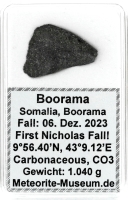 Boorama Meteorit - 1,040 g - " Erster Historischer Nikolaus Fall am 06.12.2023 in der Meteoriten Geschichte " Boorama Meteorit - 1,040 g - " Erster Historischer Nikolaus Fall am 06.12.2023 in der Meteoriten Geschichte "