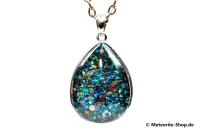 Eisen-Meteorit-Anhänger (Muonionalusta Sternschnuppen | Cabochon | Synthetic Opal | 925er Silber) - 6,90 g Eisen-Meteorit-Anhänger (Muonionalusta Sternschnuppen | Cabochon | Synthetic Opal | 925er Silber) - 6,90 g